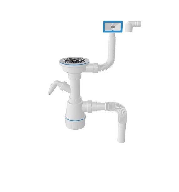 Сифон для мийки з переливом, випуск 3 1/2, гофра d40/50