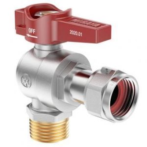 Кран з накидною гайкою кутовий 3/4 червоний "руків’я-прапорець" 20 MIRAYA PN25 ЗВ